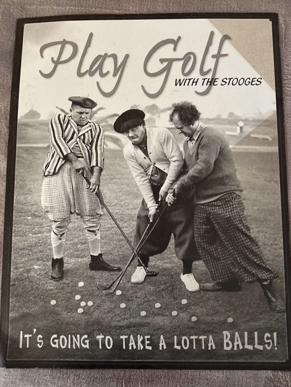 Play Golf with The Stooges Vintage-Style Wall Art - Black & White